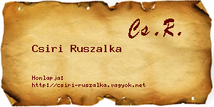 Csiri Ruszalka névjegykártya